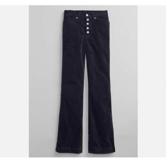 GAP High Rise FLARE Corduroy Navy Blue Button Fly Jeans Pants Size 6/28 RT$80 - Picture 3 of 9